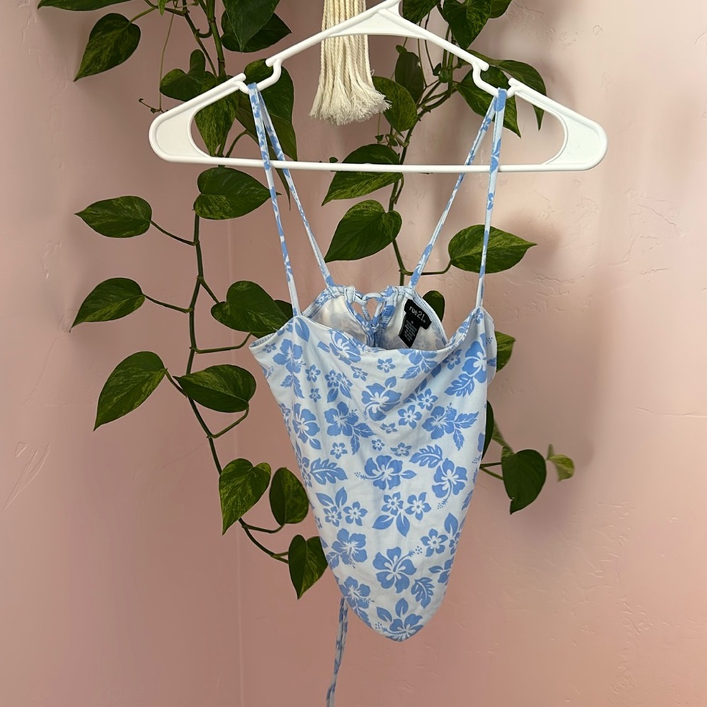 Blue Aloha flower tank top